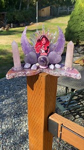 5K views · 157 reactions | A gorgeous persephone inspired crystal moon with Amethyst, rose quartz amd clear quartz. (Custom order) Persephone illustration by Hex Reject Art #linusandco #artist #crystals #art #persephone | Linus & Co. | Facebook