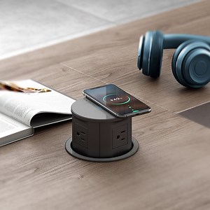 [Hot Item] Table Pop up Outlet Surge Protector Retractable Multi Desktop Hidden Recessed Power Strip Power Socket with Wireless Charger USB Charging