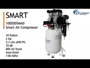 CALIFORNIA AIR TOOLS 10020DSMAD SMART 2 Hp Ultra Quiet Oil-Free 10 Gal Air Compressor 80% Air Dryer