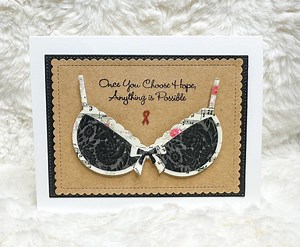 Handmade Breast Cancer Card: Pink Ribbon Bra Card - Etsy