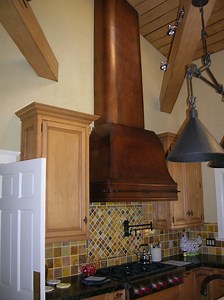Bell hood with pot rack rail