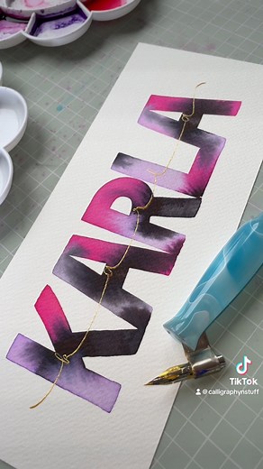 Karla 🖤 #brush #lettering #letter #craft #process #water #colour #design #modern #calligraphy #relaxing | Calligraphynstuff
