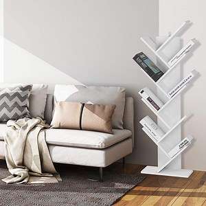 [Hot Item] Stylish White Bookcase Room Divider with 8 Levels for Storage