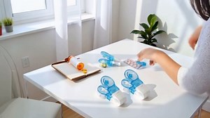 2 Pcs Blue Portable Pill Taker Remover, Pill Remover, Blister Pack Opener Popper Assistance No Contact Easy to Take Out Travel Tablet Dispenser Pills Extractor Tool Medication Aids Pill Organizers