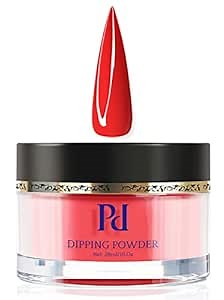 PrettyDiva Red Dip Powder - SOMETHIN' DARING Collection Single Color Red Hot Dip Nail Powder,1Oz Sheer Scarlet Red Dip Nail Powder for Dating Wedding Party Manicure