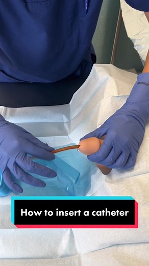 Anna demonstrates how we put in a urinary catheter! #medicine #urology #medschool #doctor #catheter