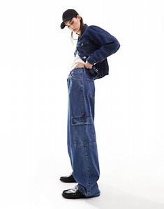 Dr Denim - Hill - Jeans cargo a vita bassa comodi con gamba dritta a fondo ampio e tasche lavaggio stone medio | ASOS
