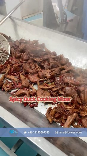 Customer's Workshop Spicy Duck Head/Neck/Wing Cooking Mixer Machine This Cooking Mixer can evenly heat and stir almost all kinds of materials. Please tell me what materials you wanna cook,we can recommend the most suitable machine for u. Contact us: WeChat/WhatsApp: 86 131 5360 9533 E-mail:rena@loneze.com #cookingmixer #cookingmachine #cookingpot #cookingequipment #kitchenequipments #cookingpan #foodprocessing #Automaticcooking #foodmixer #foodmachine #foodmachinery #candymaking #centralkitchen