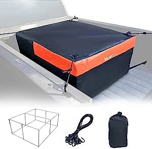 Vanku Waterproof Truck Bed Cargo Bag with Built-in PVC Frame, 840D Heavy Duty PVC Fabric, 27 Cubic Feet Large Capacity (51" x 41" x 22") Three-Sided Zipper Easy to Access