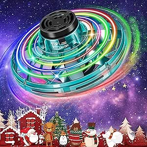 Flying Spinner Mini UFO Drone for Kids, Magic Flying LED Lights Hand Operated Drones, Flying Orb Ball Small UFO Toys, Flying Ball Drone Toy Hand Operated Drones for Boys Girls (Green)