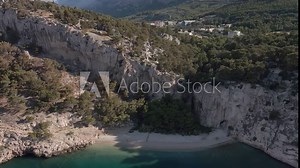 Aerial view on Nugal Beach. Croatia, Makarska Riviera, nudist beach