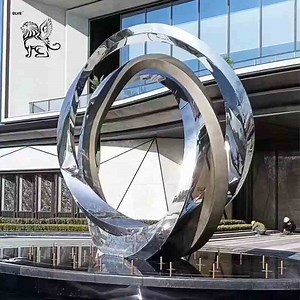 [Hot Item] Outdoor Garden Abstract Stainless Steel Modern Loop Statue Circular Sculpture Factory Price