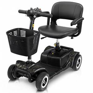 Vive 4 Wheel Battery Powered Mobility Scooter - Electric Transport Chair- Compact Heavy Duty Mobile for Travel, Adults, Elderly with Basket and Charger Included, Camo Black HSA/FSA Eligible - Walmart.com