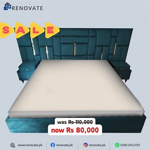 Cushioned bed with side tables ready made on Sale. For orders call / whatsapp 0300-4912703 | Renovate