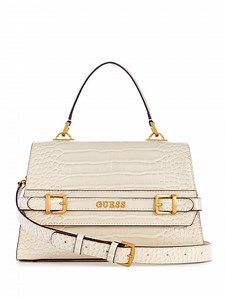 Buy GUESS Croc Textured Structured Satchel Bag With Buckle Detail -  - Accessories for Women