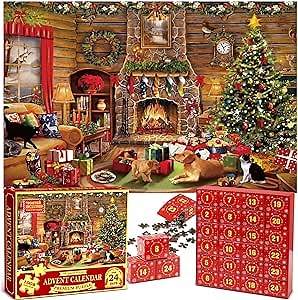 Christmas Advent Calendar 2024 Jigsaw Puzzles for Adults Kids-1008 Pieces Advent Calendar Puzzles Holiday Christmas Puzzles Countdown Calendar Gift
