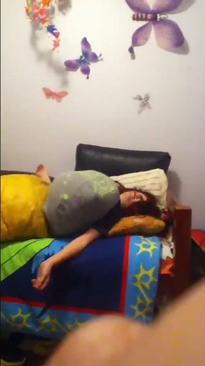 Fat drunk sister falls on floor ( she fell asleep in my bed )