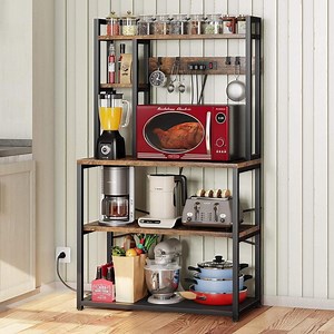 [Hot Item] Stylish Kitchen Bakers Rack with Hutch and Utility Shelf