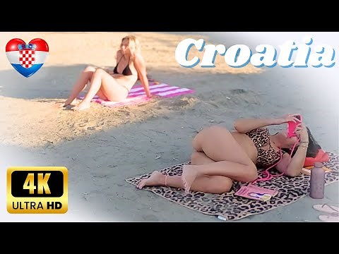BEACH BIKINI 4K🌴Croatia, Split, Summer Croatian Day with Bikini Beach Walk 4K60