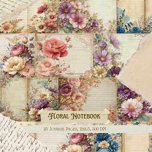 Floral Notebook Junk Journal Kit | Vintage Flower Collage Sheets | Lined Stationery Printable Scrapbook Paper | Romantic Botanical Ephemera - Etsy Canada