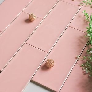 [Hot Item] 4X12/100X300 Glazed Decorative Pink Ceramic Bathroom Wall Tile