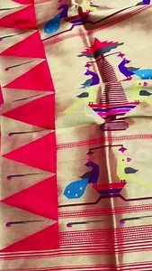 ✅Enhance your Elegance with paithani Silk Sarees* ✅Price -2350/- ✅This Paithani Ikkat saree is made with the perfect combination of Pure Golden Zari . This saree has been made with silk fabric and Gold and meena zari border. This saree has small zari motifs all over . The border of this yeola paithani saree is made with pretty zig zag designs | Mon Amaar
