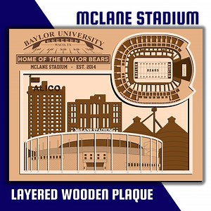 Mclane Stadium - Home of Baylor Bears Football - Layered Wooden Stadium With Waco Skyline - Etsy