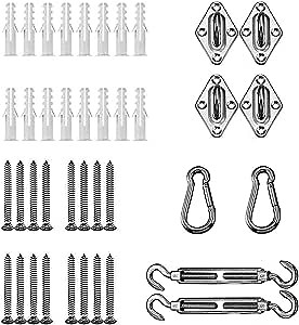 Houter Sun Shade Sail Hardware Kit 5 inch 304 Stainless Steel Parts Installation Kit, for Outdoor Sun Shade Sail, for Backyard, Lawn, Garden, Swimming Pool, 40 Pcs
