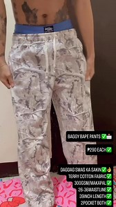 BAGGY BAPE PANTS ✅📩 ₱290 EACH✅ DAGDAG SWAG KA SAKIN✅👌 TERRY COTTON FABRIC✅ 300GSM/MAKAPAL✅ 26-36WAISTLINE✅ 39INCH LENGTH✅ 2POCKET BOTH✅ | Monyooo
