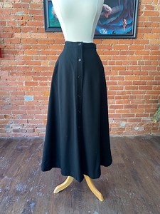 Vintage Black Button Front Skirt | Wool Blend Midi Skirt | High Waisted Skirt With Pockets | Classic Everyday Vintage Skirt - Size XS - Etsy