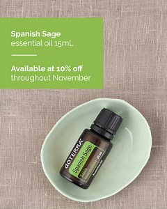 Do you have a few things to accomplish before Christmas? ​ Let the stimulating aromas of Spanish Sage essential oil help you focus your mind and get the job done. ​ Known to help make you feel alert, engaged and in the moment, the positive, herbal aroma stimulates the brain and awakens the senses, supporting memory and cognitive function. ​ Refreshing Spanish Sage essential oil is available at 10% off throughout November. ​ Shop now by visiting: https://brnw.ch/21wEBXq | doTERRA Essential Oils A