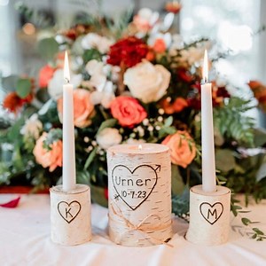Personalized Last Name Rustic Birchwood Wedding Unity Candle Set, Handcrafted Unity Candles, Rustic Wedding Ceremony Decoration - Etsy