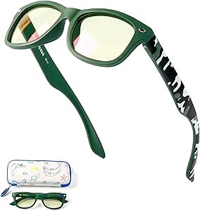 AHT Teen Blue Light Blocking Glasses for Boys Girls - Classic Rectangle Unbreakable Frame, Anti Eyestrain, UV Protection, Anti Blue Ray Glasses (Age 6-14), Non Prescription, Gift