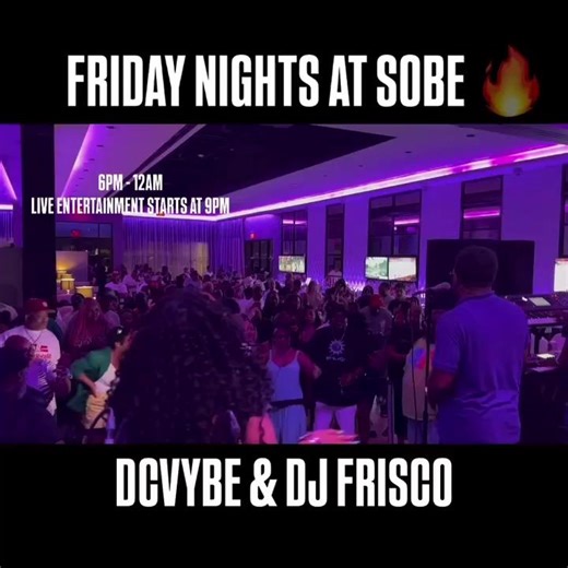 TONIGHT, the rhythm returns! DC’s grown and sexy crowd knows where to be — SOBE. Live Go-Go from DCVYBE, smooth blends from DJ FRISCO, craft cocktails, soul food, and an upscale vibe built for Friday night magic. 📍 SOBE Restaurant & Lounge10621 Greenbelt Rd, Lanham, MD 🕒 Doors open at 6PM | DCVYBE hits at 9PM 🎧 Music by DJ FRISCO 🍽️ Soul food menu craft cocktails 🎟️ Reserve your table: https://www.soberestaurantandlounge.com/ #LiveAtSOBE #DCVYBEFridays #UpscaleGoGo #GrownVibesOnly #DMVFrida