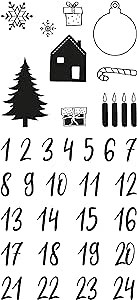 Rayher 50223000 Clear Stamps Advent Calendar Classic, 97 x 205 mm, 33 Designs, Individually Packed 1 Sheet, Normal, White