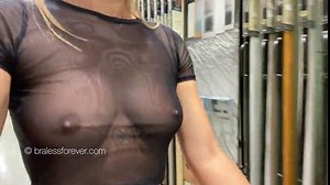 Braless in the store