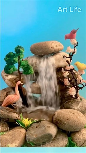 DIY Mini Koi Fish Waterfall Pond 🌿✨ | Clay & Resin Table Decor#diy #craft #art