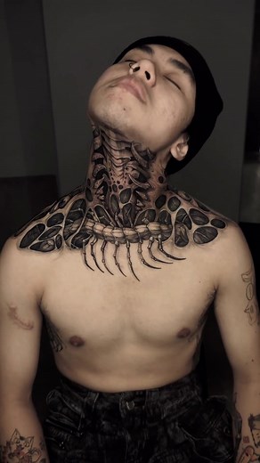 DARKEST OF THE DARK @- 𝐀𝐰𝐞𝐢 - #skeletontattoo #tattooartist #tattoideas #necktattoo #tattoolover