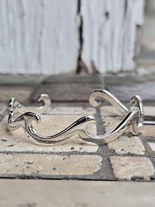Wave Cuff Bangle Sterling Silver Ocean Beach Jewelry Adjustable - Etsy