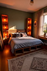 Pallet Bed with Side Shelves #pallets #palette #Bedroomfurniture #bedroomdecor #bedroom #bedroominspo #home #HomeImprovement #homedecor #homemade #house #DIY #diyprojects #furniture | Pallets Made