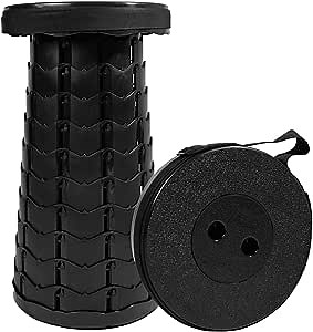 Portable Telescoping Stool, 4nd Gen Retractable Stool for Fishing Camping Hiking Travel Garden BBQ, Adjustable Plastic Stools Max Load 330lbs (Black)