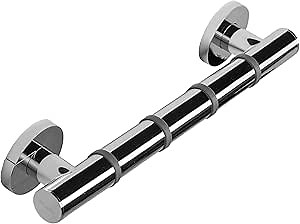 Croydex Grab N Grip steel Core Straight Grab bar - Safety Support Shower & Bath Handle - Elderly, Injured Assist Hand Rail with Soft Ribbed Grip, 12", Chrome