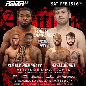 🌟 Get Pumped for Attitude MMA Fights 33! 🌟 Brace yourself for the excitement as Attitude MMA Fights, Memphis's premier professional MMA promotion, makes its comeback on February 15th at The Coronet Memphis (5722 Shelby Oaks Dr, Memphis, TN 38134). | Attitude MMA Fights