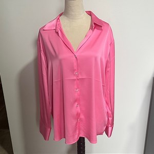 cupcakes & cashmere Vibrant Pink Button Down Shirt