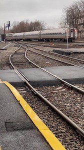 Our three Genisis locos pulling the four coaches out of Springfield MA | Aurora Trains