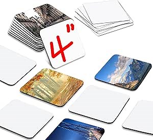 KLAQQED 4x4inches Sublimation Magnet Blanks Fridge Refrigerator Magnets Customized MDF Sublimation Blanks for Calendar DIY Decorative Square Large Sublimation Coaster Blank Bulks Products Wholesale