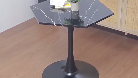 MyVoice 31.5" Octagonal Tulip Dining Table – Unique Geometric Dining Table for Small Spaces, Mid-Century Coffee Table with Pedestal Base, Ideal for Kitchen, Dining Room, Coffee Corner, Easy Assembly