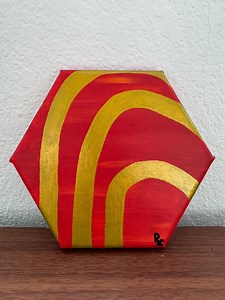 Arches Red & Gold - 6x6 Hexagon Stretched Canvas - Etsy
