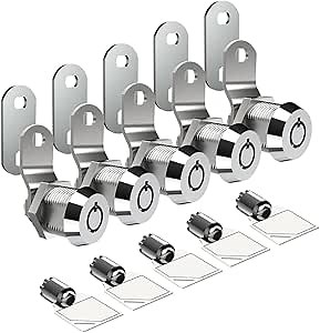 5X Tubular Cam Locks 5/8" Length Cam Cylinder Lock Security Drawer Door Mailbox Cabinet Tool Box Lock 5 Keys (Short Locks)