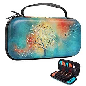 Vimorco Blue Nintendo Switch OLED Case, Tree Birds Nintendo Switch Case, Carry Case for Nintendo Switch, Switch Travel Cover for Girls Boys, 16 Game Card Slots, Hard Shell Console Games & Joy-Con